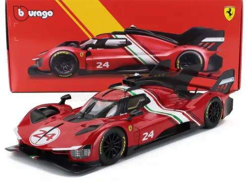 Burago - FERRARI 499P 3.0L TURBO V6 N 24 MODIFICATA 2024 RED YELLOW BLACK