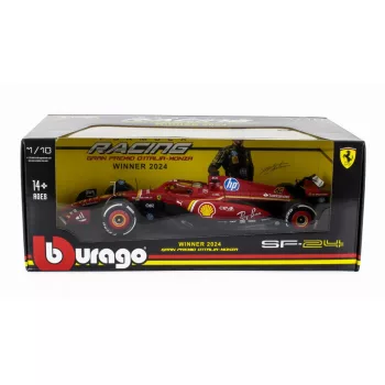   Burago - FERRARI F1  SF-24 TEAM SCUDERIA FERRARI N 16 WINNER ITALY MONZA GP 2024 CHARLES LECLERC RED WHITE BLACK