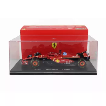   Burago - FERRARI F1  SF-24 TEAM SCUDERIA FERRARI N 16 4th EMILIA ROMAGNA IMOLA GP 2024 CHARLES LECLERC - CON VETRINA - WITH SHOWCASE RED BLACK
