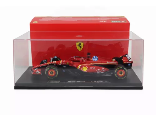 Burago - FERRARI F1  SF-24 TEAM SCUDERIA FERRARI N 16 4th EMILIA ROMAGNA IMOLA GP 2024 CHARLES LECLERC - CON VETRINA - WITH SHOWCASE RED BLACK