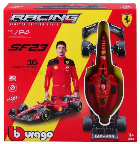 Burago - FERRARI F1  SF-23 TEAM SCUDERIA FERRARI N 55 SEASON 2023 CARLOS SAINZ RED BLACK