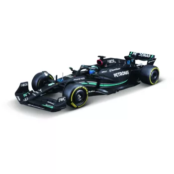   Burago - MERCEDES GP F1 W14 TEAM MERCEDES-AMG PETRONAS FORMULA ONE N 63 SEASON 2023 GEORGE RUSSELL - WITH PILOT AND SHOWCASE MATT BLACK