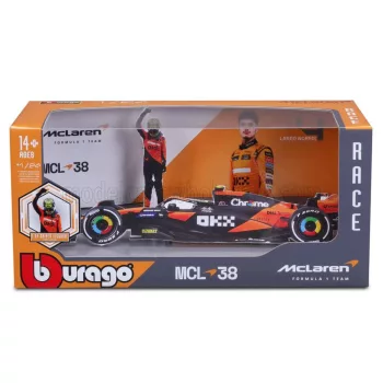   Burago - McLAREN F1  MCL38 TEAM MCLAREN N 81 SEASON 2024 OSCAR PIASTRI - WITH PILOT ORANGE BLACK