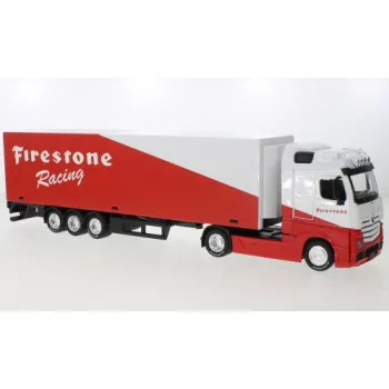   Burago - Bburago, Mercedes Actros Gigaspace, rot/weiss, Firestone Racing, 1:43