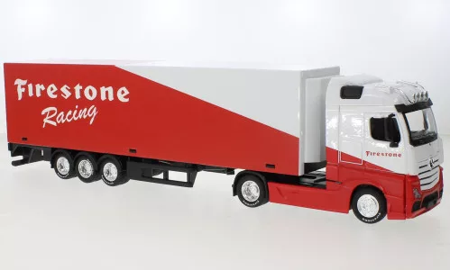 Burago - Bburago, Mercedes Actros Gigaspace, rot/weiss, Firestone Racing, 1:43