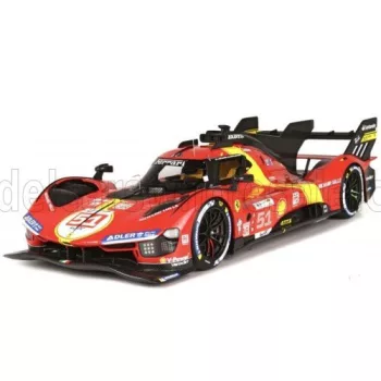   Burago - FERRARI 499P 3.0L TURBO V6 TEAM FERRARI AF CORSE N 51 WINNER 24h LE MANS 2023 ALESSANDRO PIER GUIDI - JAMES CALADO - ANTONIO GIOVINAZZI RED YELLOW BLACK