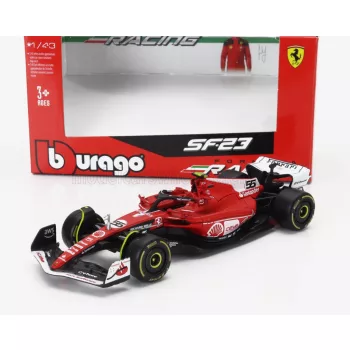   Burago - FERRARI F1  SF-23 TEAM SCUDERIA FERRARI N 55 LAS VEGAS USA GP 2023 CARLOS SAINZ RED WHITE BLACK