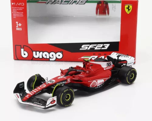 Burago - FERRARI F1  SF-23 TEAM SCUDERIA FERRARI N 55 LAS VEGAS USA GP 2023 CARLOS SAINZ RED WHITE BLACK