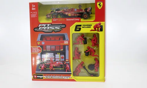Burago - Ferrari SF-24 + Pitbox Set 2024 #55