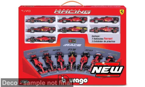 Burago - Ferrari 7 Car Set: SF90 + SF1000 + SF21 + F1-75 + SF23 + 2xSF24