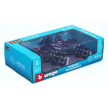   Burago - MERCEDES GP SET F1 2X W14 TEAM MERCEDES-AMG PETRONAS FORMULA ONE N 44 SEASON 2023 LEWIS HAMILTON + N 63 SEASON 2023 GEORGE RUSSELL MATT BLACK