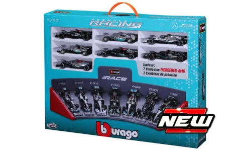 Burago -  Mercedes 7 Car Set: W05 + W07 + W10 + W12 + W13 + W14 + W15 1:43