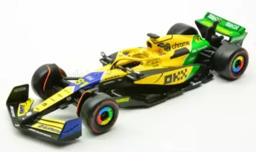 Burago - McLAREN F1  MCL38 TEAM MCLAREN N 81 2nd MONACO GP (SENNA 30th ANNIVERSARY) 2024 OSCAR PIASTRI YELLOW GREEN BLACK