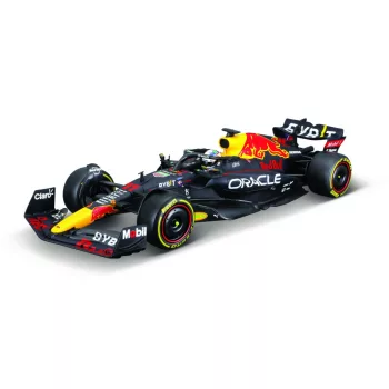   Burago - RED BULL F1  RB18 TEAM ORACLE RED BULL RACING N 11 SEASON 2022 SERGIO PEREZ - WITH PILOT AND SHOWCASE MATT BLUE YELLOW RED