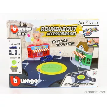   Burago - Accessories Diorama - Set Build City Roundabout - With Seat Ibiza 2008 Blue
