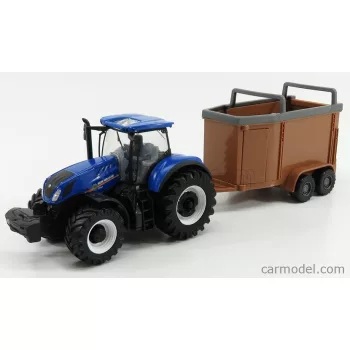   Burago - New Holland T7.315 Tractor + Livestock Forwarder Blue Brown