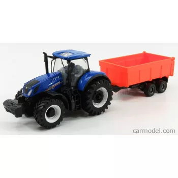   Burago - New Holland T7.315 Tractor + Tipping Trailer Blue Red