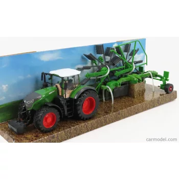   Burago - Fendt Vario 1050 Tractor With Whirl Rake Trailer 2016 Green Black