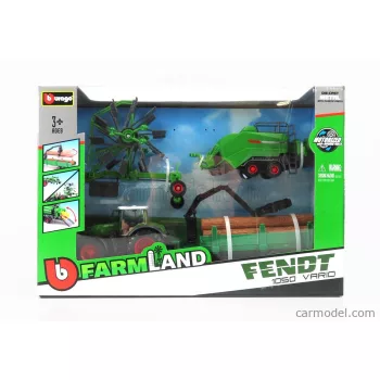Burago - Fendt Vario 1050 Tractor With 3X Trailer 2016 Green