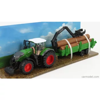   Burago - Fendt 1050 Vario Tractor 2016 + Tree Forwarder And Wood Green Wood