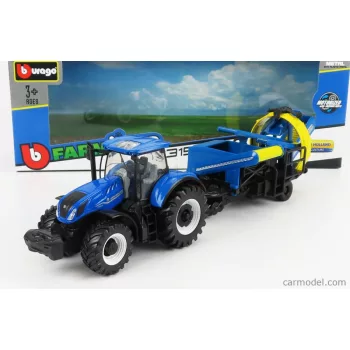   Burago - New Holland T7.315 Tractor With Cultivator Trailer 2016 Blue