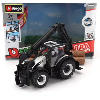 Burago - VALTRA N174 TRACTOR CRANE LOADER 2017 WHITE BLACK