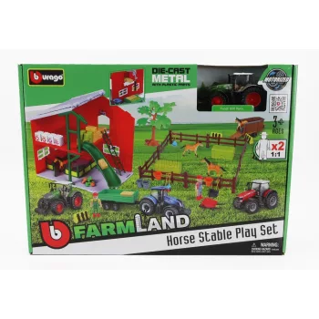   Burago - FENDT SET FARM HORSE STABLE PLAY VARIO 1050 TRACTOR 2016 GREEN