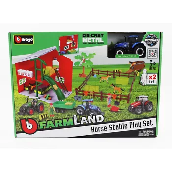   Burago - NEW HOLLAND SET FARM HORSE STABLE PLAY T7.315 TRACTOR 2009 BLUE