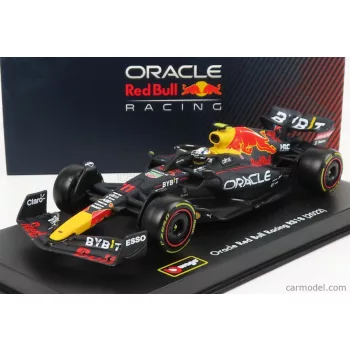   Burago - Red Bull F1 Rb18 Team Oracle Red Bull Racing N 11 Season 2022 Sergio Perez - With Helmet And Plastic Showcase Matt Blue Yellow Red
