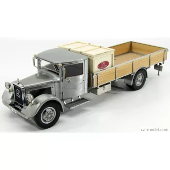   Cmc - Mercedes Benz Lo2750 Platform Truck With Wooden Box - Cassonato 1936 Grey
