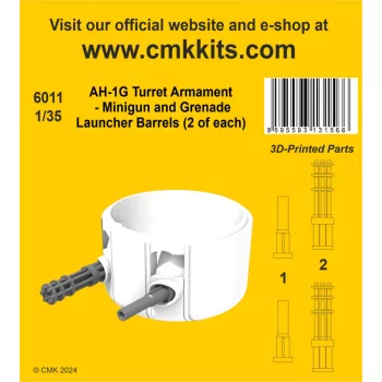   CMK - 1/35 AH-1G Turret Armament - Minigun and Grenade Launcher Barrels (2 of each)