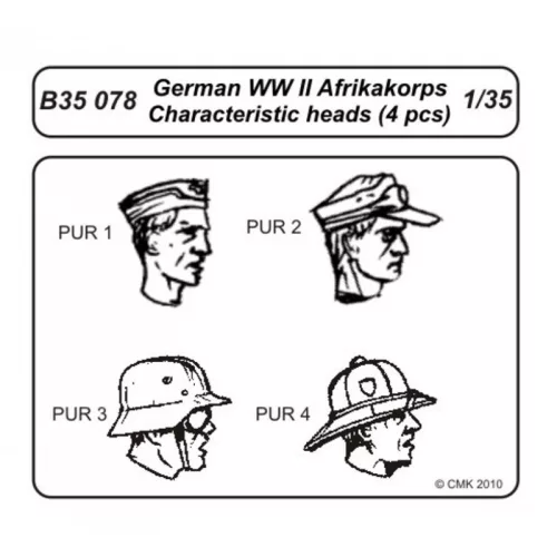 CMK - German Wwii Afrikakorps Head (4 Pcs)