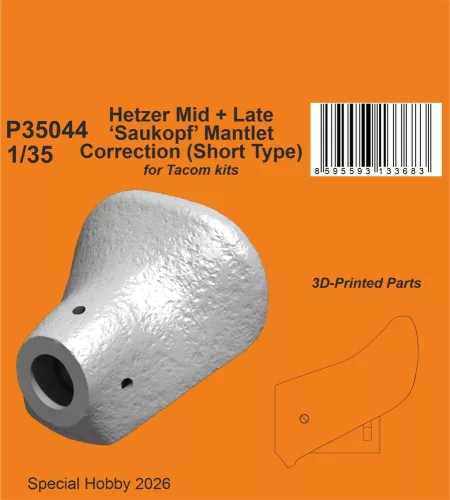 CMK - Hetzer Mid + Late ‘Saukopf’ Mantlet Correction (Short Type) for Takom