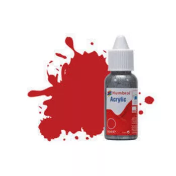   Humbrol - HUMBROL ACRYLIC DROPPER BOTTLE 14ML No 60 Scarlet - Matt