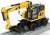 Dm-Models - Caterpillar Catm323F Escavatore Gommato Su Rotaie Ferroviarie - Tractor Hydraulic Excavator Scraper Yellow Black