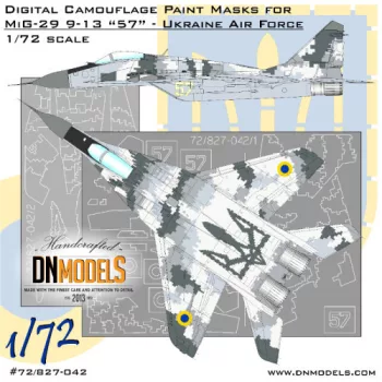   Dnmodels - 1:72 Mig-29 Ghost Of Kyiv Fulcrum-C Ukrainian Digital Camo Paint Mask Set (72/827-042)