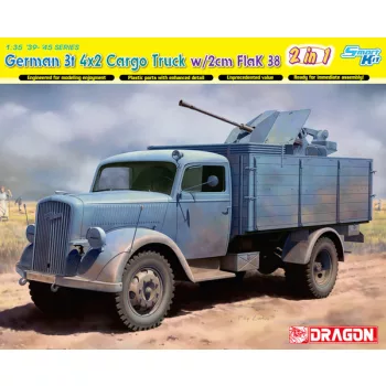   Dragon Armor - German 3t 4x2 Cargo Truck w/2cm FlaK 38 (2 in 1) - Smart Kit