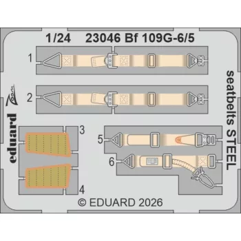 Eduard - Bf 109G-5/6 seatbelts STEEL for Airfix