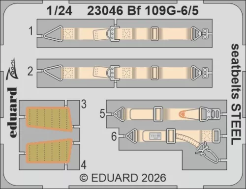 Eduard - Bf 109G-5/6 seatbelts STEEL for Airfix