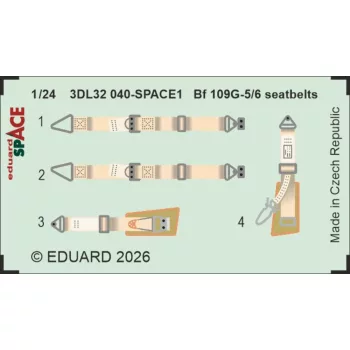 Eduard - Bf 109G-5/6 seatbelts SPACE for Airfix