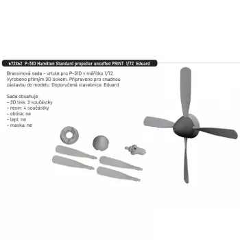   Eduard - P-51D Hamilton Standard propeller uncuffed PRINT 1/72 recommended for EDUARD