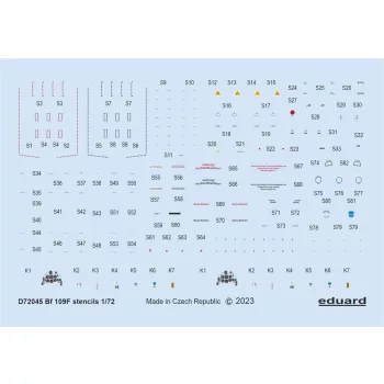 Eduard - Bf 109F stencils 1/72 EDUARD