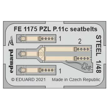 Eduard - PZL P.11c seatbelts STEEL 1/48 for ARMA HOBBY