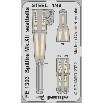 Eduard - Spitfire Mk.XII seatbelts STEEL for AIRFIX