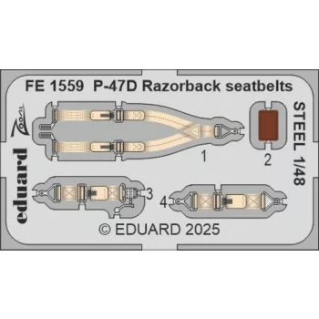 Eduard - P-47D Razorback seatbelts STEEL for Miniart