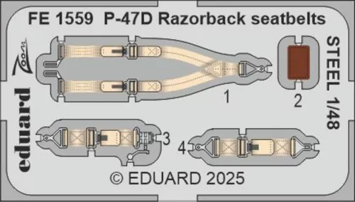 Eduard - P-47D Razorback seatbelts STEEL for Miniart