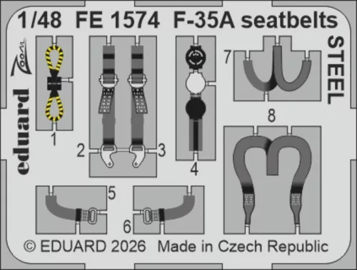Eduard - F-35A seatbelts STEEL for Italeri