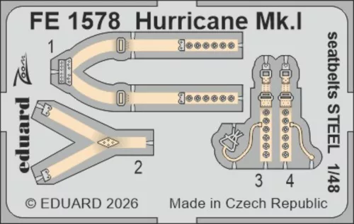 Eduard - Hurricane Mk.I seatbelts STEEL for Arma Hobby