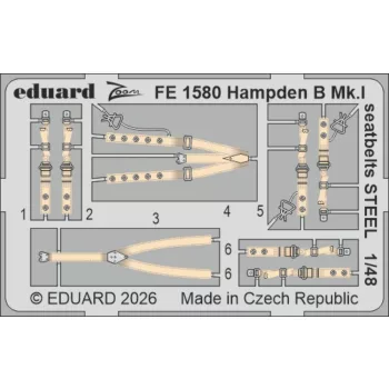 Eduard - Hampden B Mk.I seatbelts STEEL for ICM