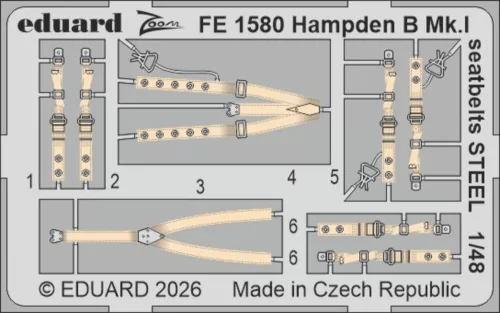 Eduard - Hampden B Mk.I seatbelts STEEL for ICM